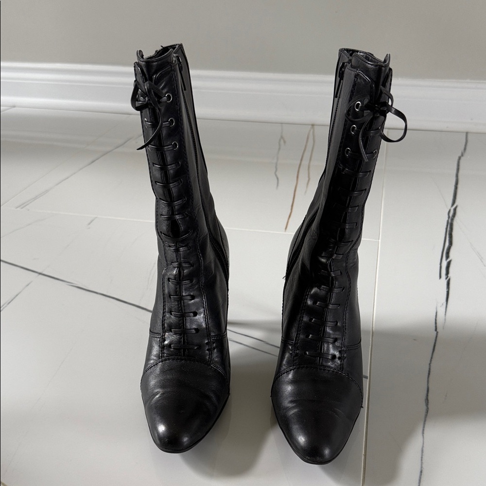 Franco Sarto Black Lace-Up Women's Boots